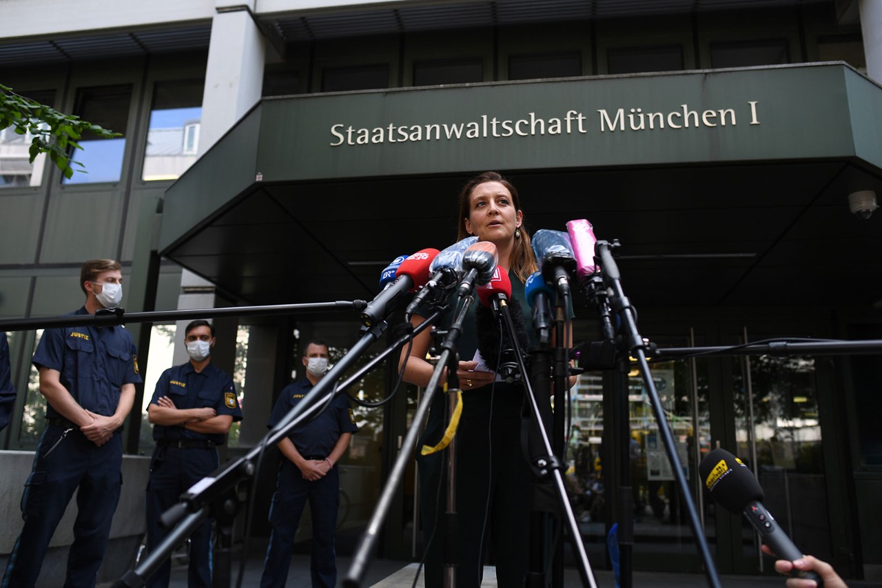 Anne Leiding, spokeswoman for the Munich State Prosecutor's Office, speaking at a news conference on the latest developments in their Wirecard probe, Munich, Germany, 22 July 2020.