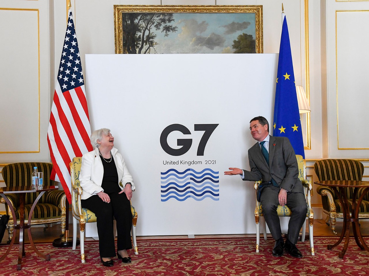 US Treasury Secretary Janet Yellen met Finance Minister Paschal Donohoe during last month's G7 meeting. The Biden administration has plans to impose a 21% global income tax rate on US companies