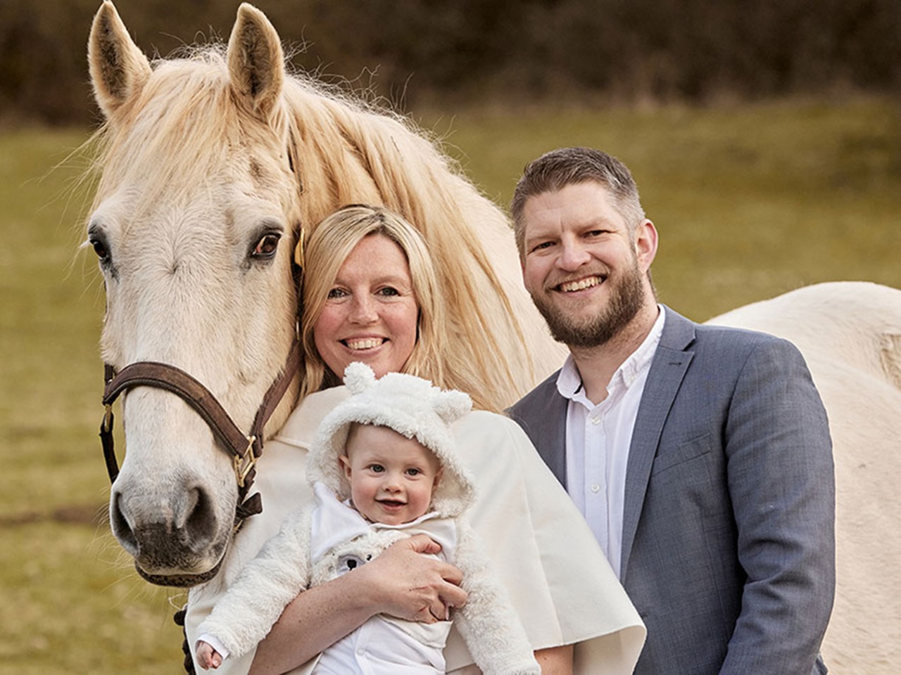 Natalie Forde-Leaves, James Leaves, their son Reuben and horse Murphy. Photo: Geraint Todd photography