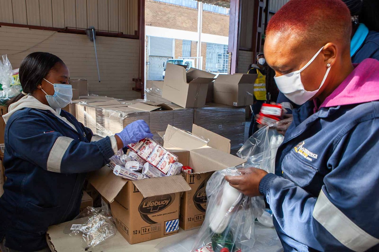 Community-minded capitalism: a social relief programme during the pandemic last year in Johannesburg, South Africa, brought in donations, including of food and personal protective equipment, from many large corporates