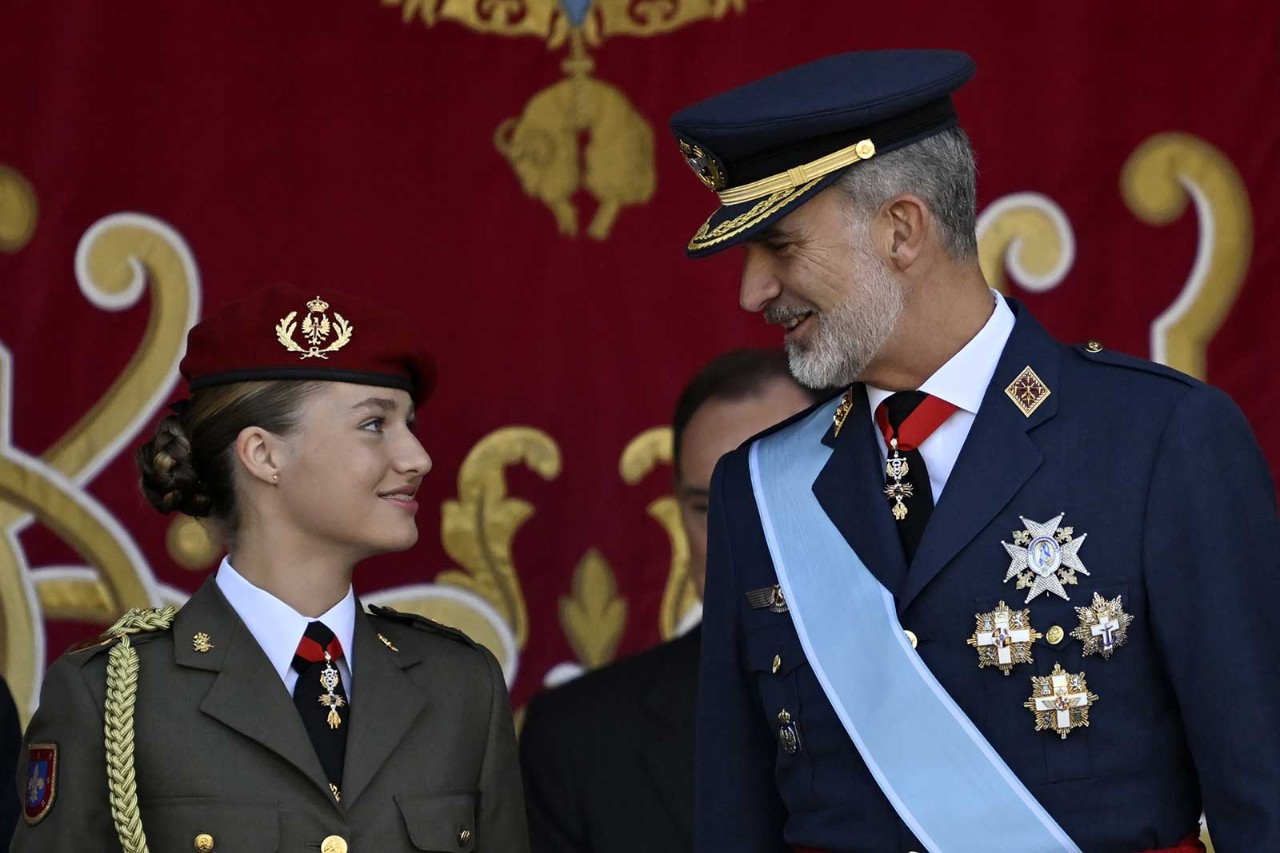 King of Spain and his daughter attend the National Day Military Parade in Madrid 